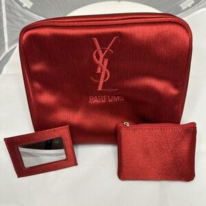 YSL Red Cosmetic Bag Set